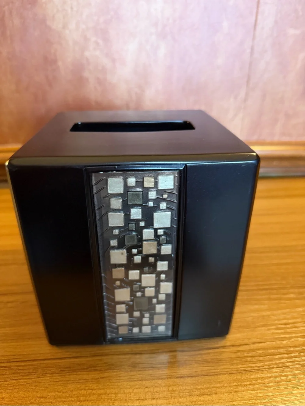 Croscill Mosaic Tissue Box Cover Square Boutique Espresso Brown Resin Holder EUC